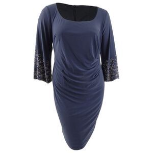 Alex Evenings Women's Plus Size Embellished Shift Dress - Evening Blue